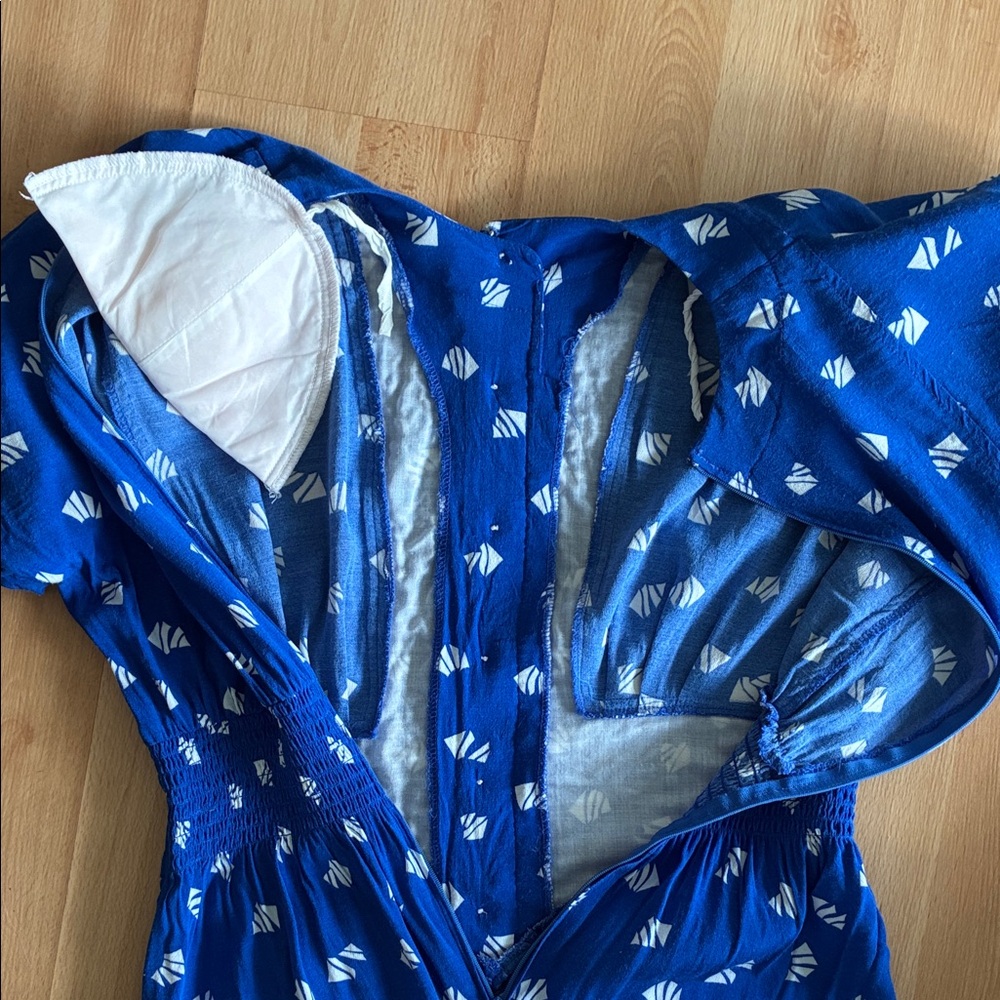 Vintage Blue Patterned Button-Up Dress - Picture 13 of 14